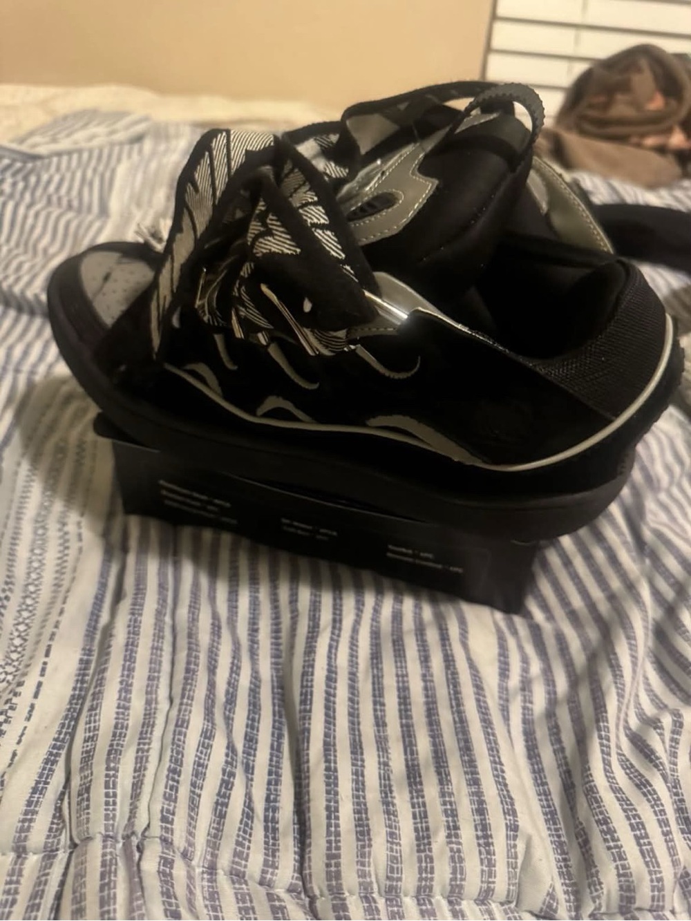 Lanvin Black and Silver Low-Top Sneakers read description below.
